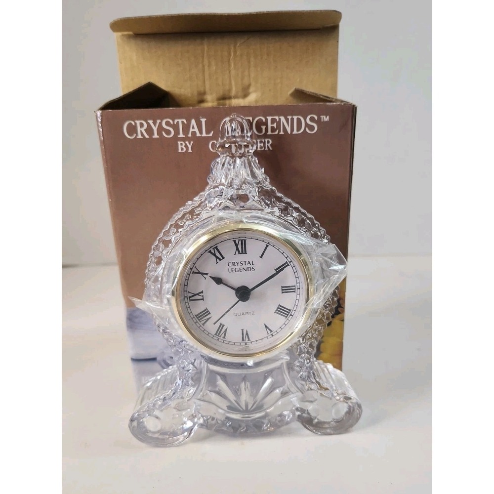 Vintage Godinger Crystal Legends Petite Gothic Clock 24% Lead Crystal Open Box